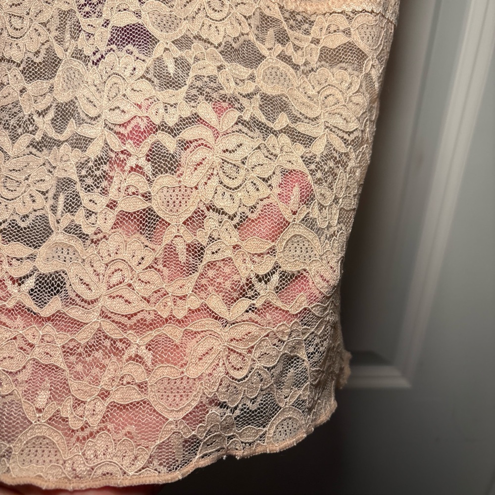 Free People Style Nude Lace Off Shoulder Top | Romantic Boho Coquette Going Out - Picture 5 of 6